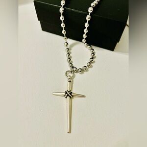Cross pendant necklace, ball chain cross necklace, stainless steel chain, ball